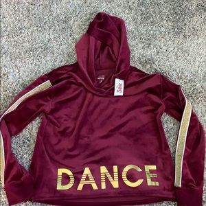 Justice velour “DANCE” hoodie size 12 girls.